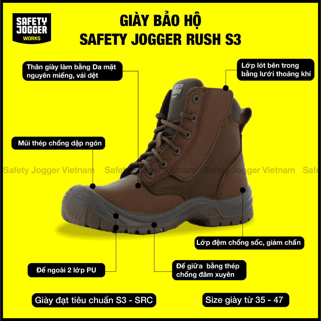 Giày bảo hộ Jogger Rush S3 Cam